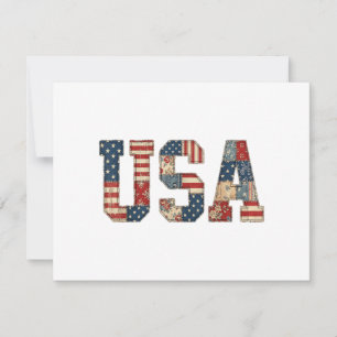 Patriotisches USA-Patchwork-Vintage-Americana-Quil Dankeskarte