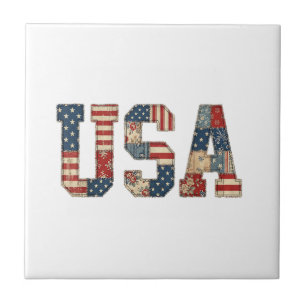 Patriotisches USA-Patchwork-Vintage-Americana-Quil Fliese