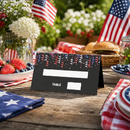 Patriotisches USA-rot-blau-weiß-schwarze Party Platzkarte