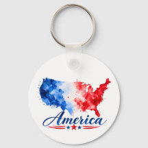 Patriotisches USA-Wasserfarben-Karten-Schlüsselanh