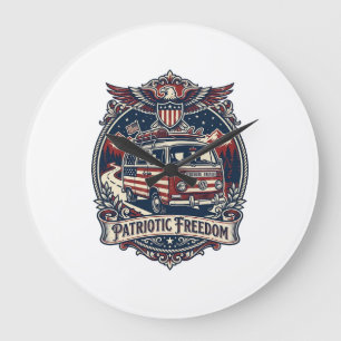 Patriotisches Van-Leben-Vektorgrafik-T-Shirt_1 Große Wanduhr