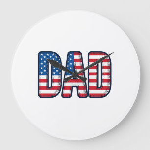 Patriotisches VATER-Vektor-Shirt-Design_1 Große Wanduhr