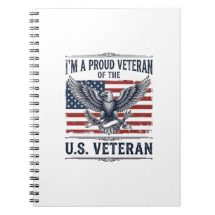 Patriotisches Veteran-Adler Vintage-Gravur-Shirt D Notizblock