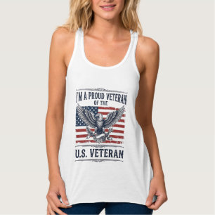 Patriotisches Veteran-Adler Vintage-Gravur-Shirt D Tank Top