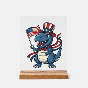 Patriotisches Vintage-Dinosaurier-Vektor-Shirt-Des Acrylschild