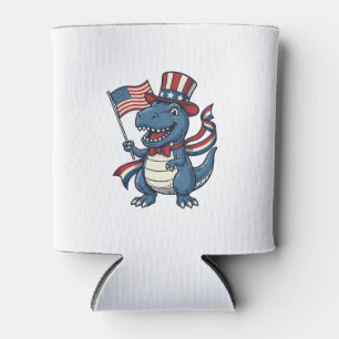 Patriotisches Vintage-Dinosaurier-Vektor-Shirt-Des Dosenkühler