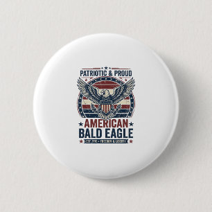 Patriotisches Vintage-Weißkopfseeadler-Bedrucktes Button