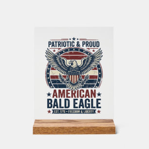 Patriotisches Vintage-Weißkopfseeadler-Shirt mit D Acrylschild