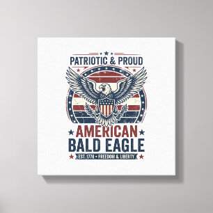Patriotisches Vintage-Weißkopfseeadler-Shirt mit D Leinwanddruck