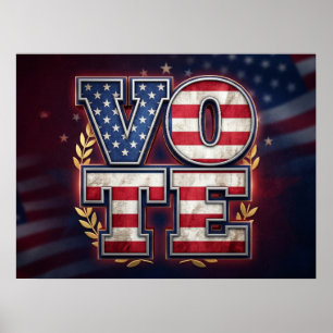 Patriotisches VOTE American Flag Typografie Design Poster