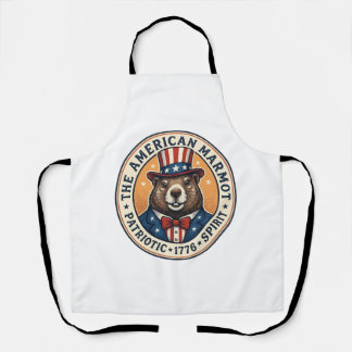 Patriotisches Waldmurmeltier Vintage-Stich-Shirt-D Schürze