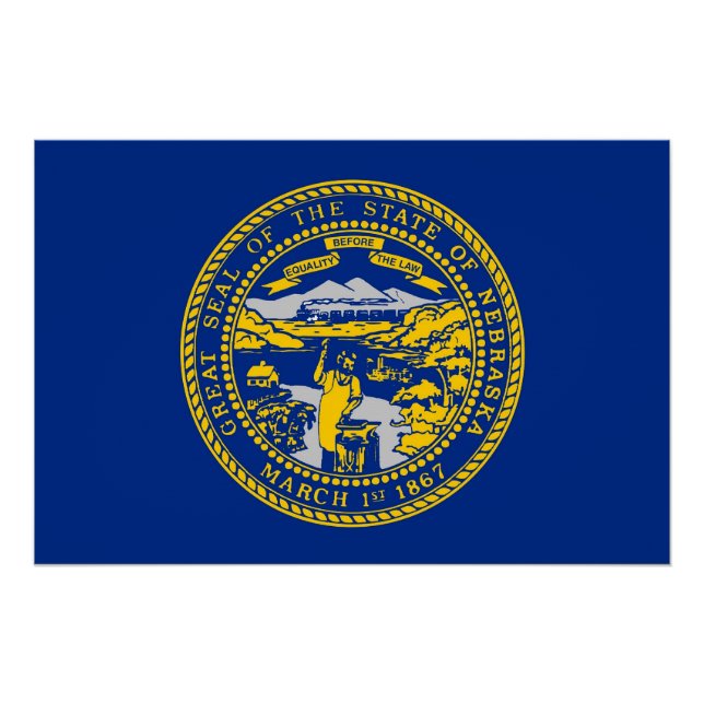 Patriotisches Wandplakat mit der Flagge Nebraskas Poster (Vorderseite)