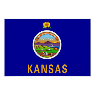 Patriotisches Wandplakat mit der Flagge von Kansas Poster