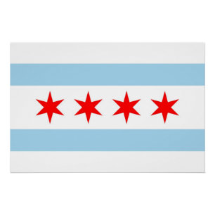 Patriotisches Wandplakat mit Flagge von Chicago Poster
