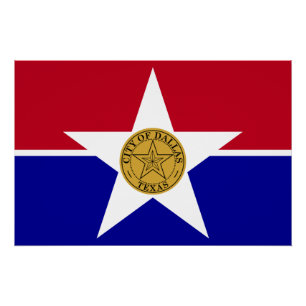 Patriotisches Wandplakat mit Flagge von Dallas Poster