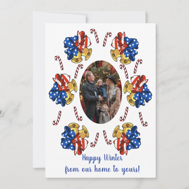 Patriotisches WeihnachtsFoto Feiertagskarte (Vorderseite)