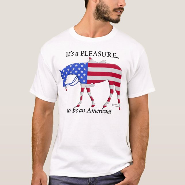 Patriotisches Western-Vergnügens-Pferd T-Shirt (Vorderseite)