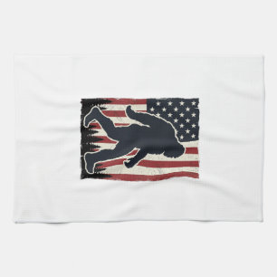 Patriotisches Wildnis-Kreatur Vintage-Flagge Vekto Geschirrtuch