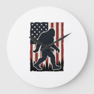 Patriotisches Wildnis-Kreatur Vintage-Flagge Vekto Große Wanduhr