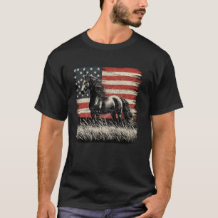 Patriotisches Wildpferd Amerikanische Flagge 4. Ju T-Shirt