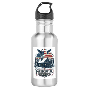 Patriotisches Winter-Cabin-Vektorgrafik-T-Shirt Edelstahlflasche