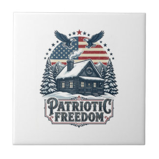 Patriotisches Winter-Cabin-Vektorgrafik-T-Shirt Fliese
