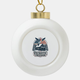 Patriotisches Winter-Cabin-Vektorgrafik-T-Shirt Keramik Kugel-Ornament