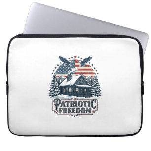 Patriotisches Winter-Cabin-Vektorgrafik-T-Shirt Laptopschutzhülle
