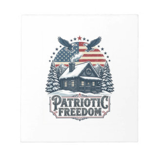 Patriotisches Winter-Cabin-Vektorgrafik-T-Shirt Notizblock