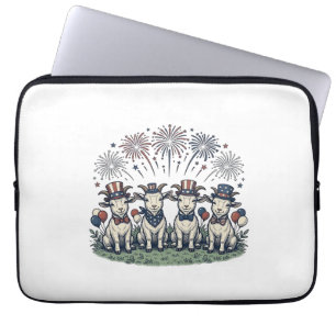 Patriotisches Ziegen-Feuerwerk Vintage-Shirt-Desig Laptopschutzhülle