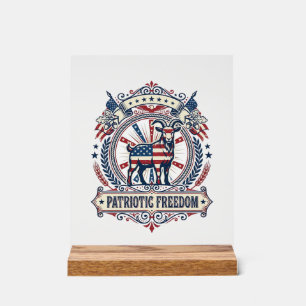 Patriotisches Ziegenfarm-Vektorgrafik-T-Shirt_1 Acrylschild