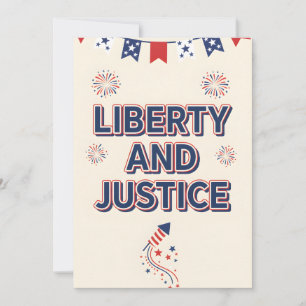 Patriotisches Zitat Freiheit und Gerechtigkeit USA Feiertagskarte