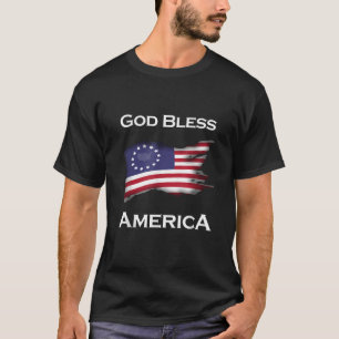 Patriotismus Betsy Ross Flag Gott segne Amerika Mä T-Shirt