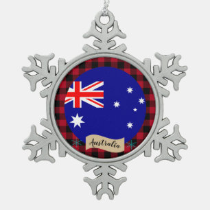 Patriots Australien, Büffel kariert, australische Schneeflocken Zinn-Ornament
