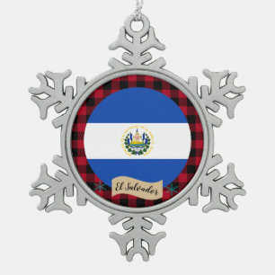 Patriots El Salvador, Büffel kariert, Salvador Fla Schneeflocken Zinn-Ornament