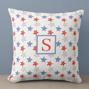 Patrisches Sternenmonogramm   Rot Weiß Blau Americ Kissen