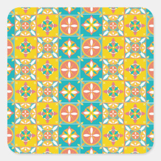Patrón azulejo de colores alegres quadratischer aufkleber