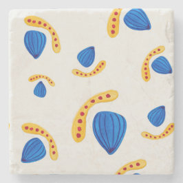 Patrón boho  pintado a mano amarillo y azul steinuntersetzer