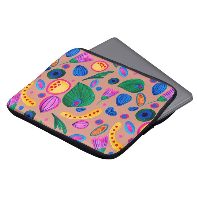 Patrón boho pintado a mano terracota laptopschutzhülle (Vorne Oben)