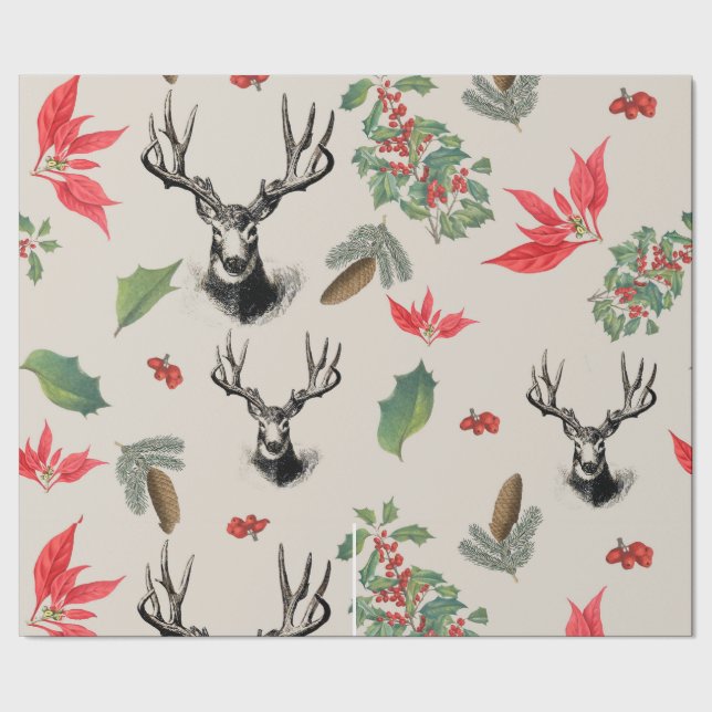 Patrón botánico de Navidad Geschenkpapier (Saum)
