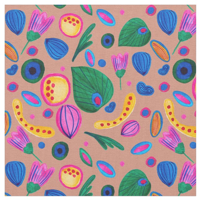 Patrón cozy boho terracota  stoff (Nahaufnahme)