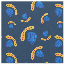 Patrón pintado a mano minimalista boho azul navy stoff