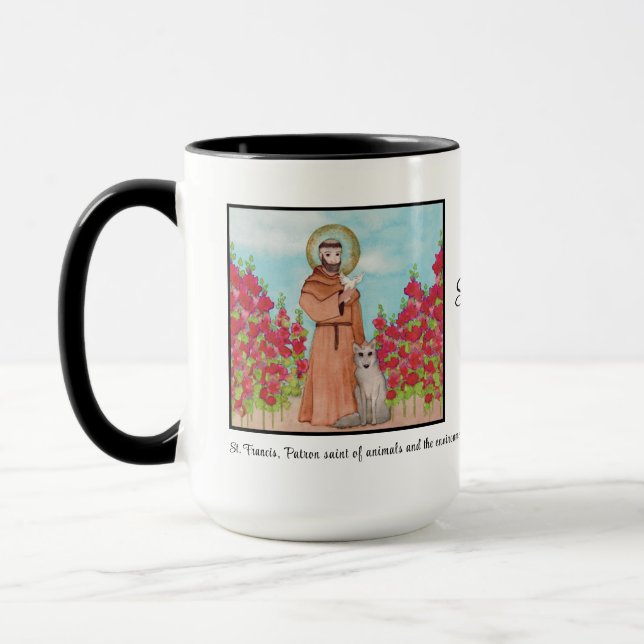 Patron St. Francis von Assisi Watercolor Geschenk  Tasse (Links)