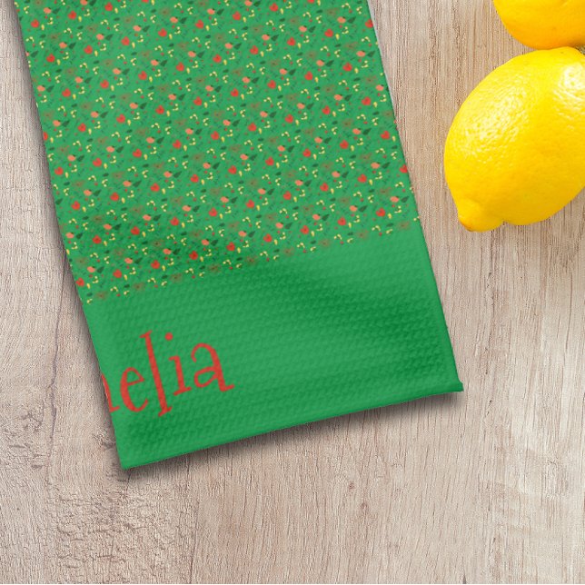 Patronenrot-gelbe Mini-Wildblume grün Geschirrtuch (Von Creator hochgeladen)