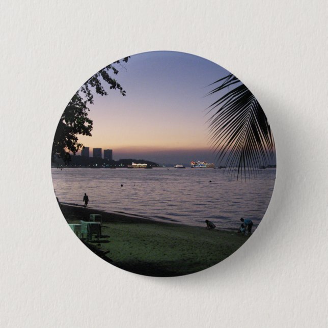 Pattaya Beach Sunset ... Chonburi, Thailand Button (Vorderseite)