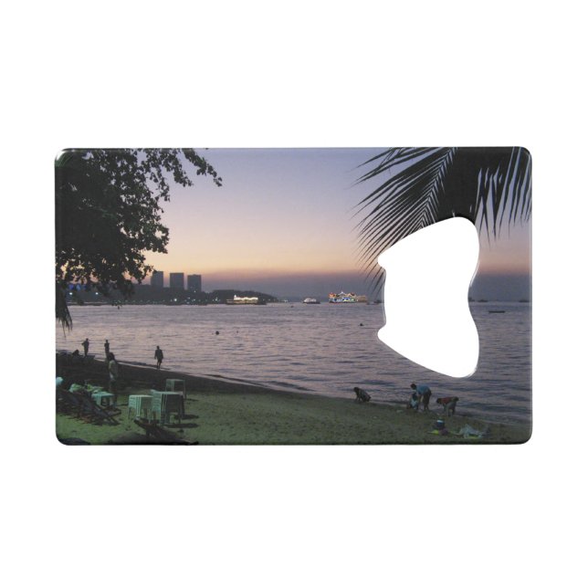 Pattaya Beach Sunset ... Chonburi, Thailand Kreditkartenflaschenöffner (Vorderseite (Horizontal))