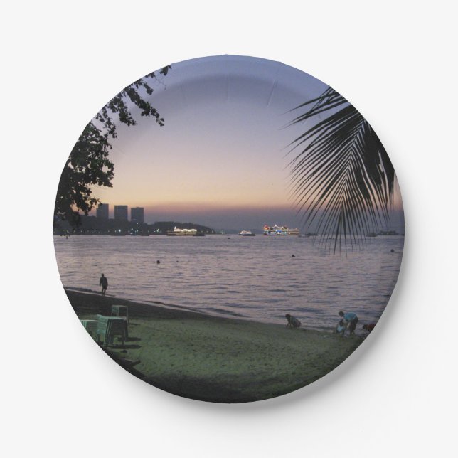 Pattaya Beach Sunset ... Chonburi, Thailand Pappteller (Vorderseite)