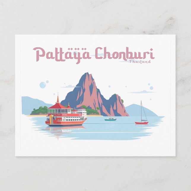 Pattaya Chonburi Thailand Pastel Travel Postkarte (Vorderseite)