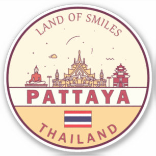 Pattaya Thailand City Skyline Emblem Aufkleber