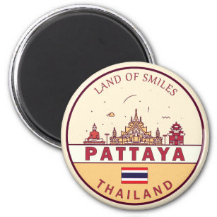 Pattaya Thailand City Skyline Emblem Magnet